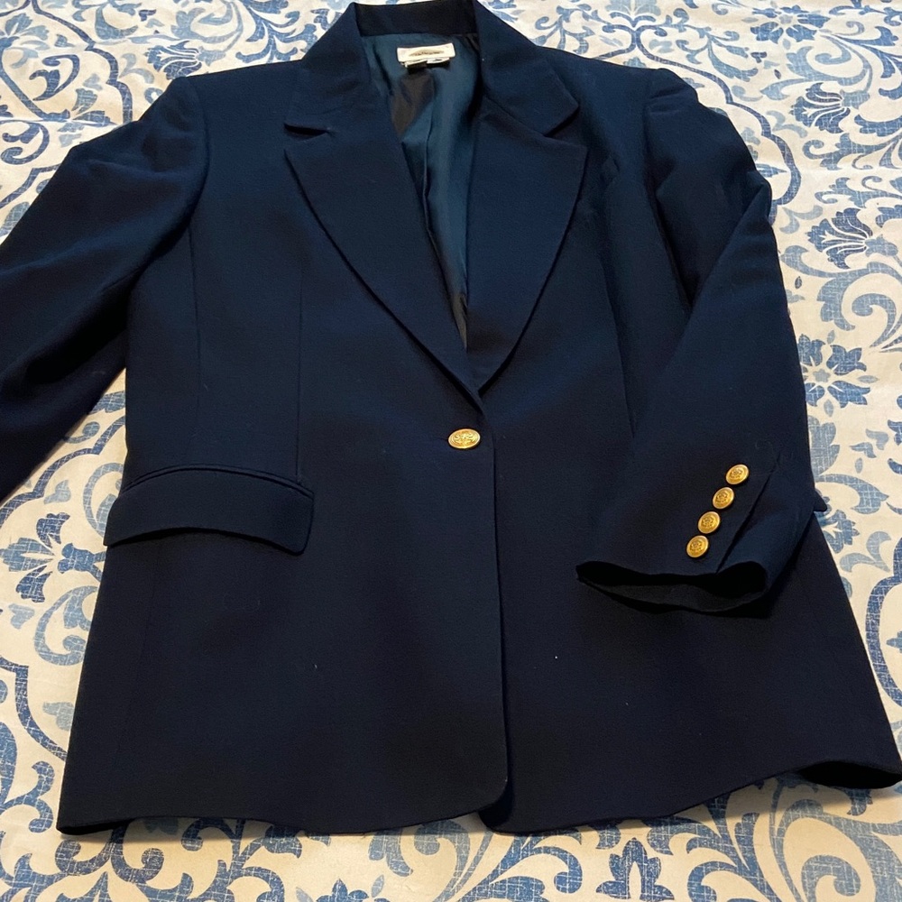Talbots Navy Blue Women's Blazer with Gold Buttons